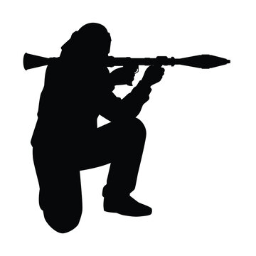 black silhouette aiming rocket launcher clip art preview