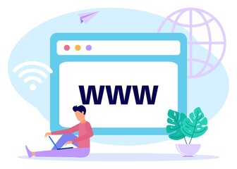 Illustration vector graphic cartoon character of domain registration