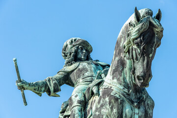 Fragment of an equestrian statue of Prince Eugene of Savoy on the square in front of the Royal...