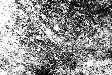 Grunge black and white. Monochrome texture of dirt, chips, and dust. Pattern of black scratches, scuffs on a white background. Abstract ink spot randomly arranged