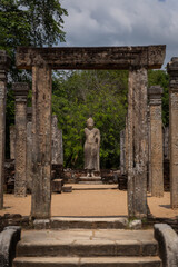 Entrance to the beautiful temple in Polonnaruwa. Sri Lanka