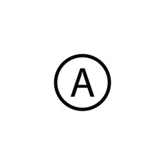 black letter a icon on a white background, vector illustration