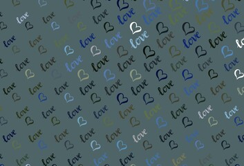 Obraz premium Dark Blue, Green vector backdrop with sweet hearts.