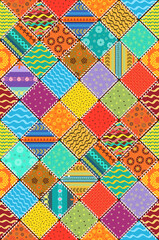 Colorful patchwork quilt pattern. seamless texture with geometri