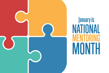 January is National Mentoring Month. Holiday concept. Template for background, banner, card, poster with text inscription. Vector EPS10 illustration.