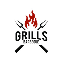 Barbecue logo design. Food or grill template. Vector illustration concept