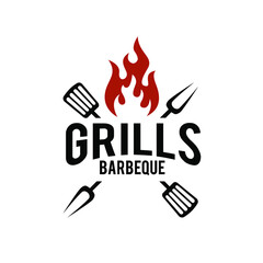 Barbecue logo design. Food or grill template. Vector illustration concept