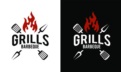 Barbecue logo design. Food or grill template. Vector illustration concept