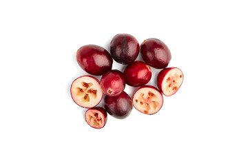 Heap of cranberries isolated on white background