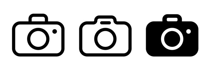 Photo camera simple icons set vector