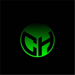 Initial letter C H Modern circle with elegant colored background frame