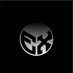 Initial letter E X Modern circle with elegant colored background frame