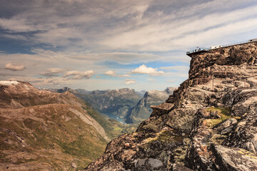 Fototapeta na wymiar Mountains landscape with Dalsnibba viewpoint, Norway