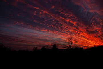 Obraz na płótnie Canvas Panorama of sunset cloudy sky