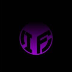Initial letter I F Modern circle with elegant colored background frame