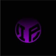 Initial letter I P Modern circle with elegant colored background frame