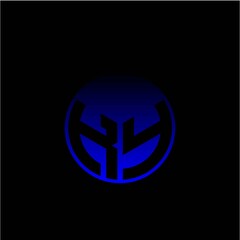 Initial letter K Y Modern circle with elegant colored background frame