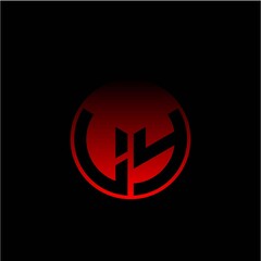 Initial letter L Y Modern circle with elegant colored background frame