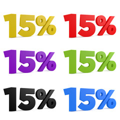 15 percent off various colors.3D Illustration