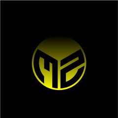 Initial letter M Z Modern circle with elegant colored background frame