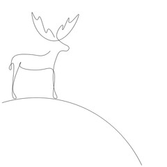 Christmas deer animal drawing on white background. Vector illustration