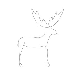 Christmas deer animal drawing on white background. Vector illustration