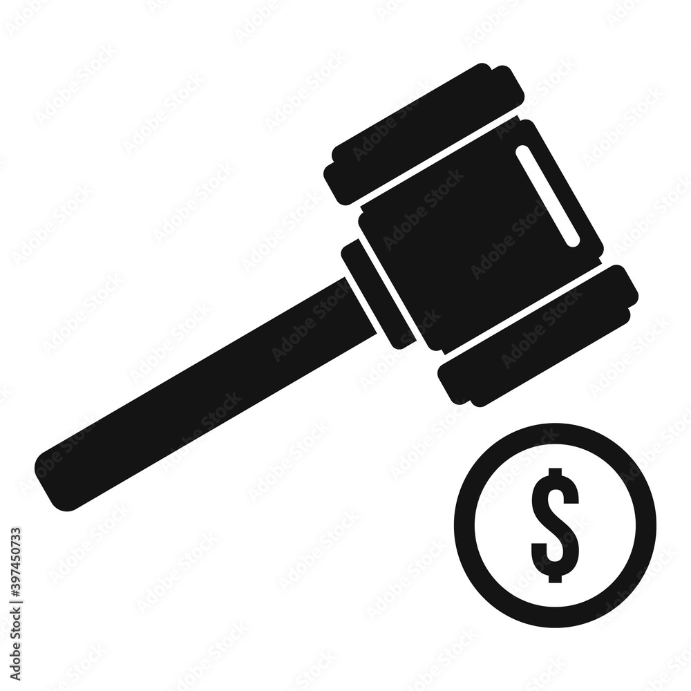 Poster judge gavel bribery icon. simple illustration of judge gavel bribery vector icon for web design isol