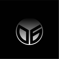 Initial letter O G Modern circle with elegant colored background frame