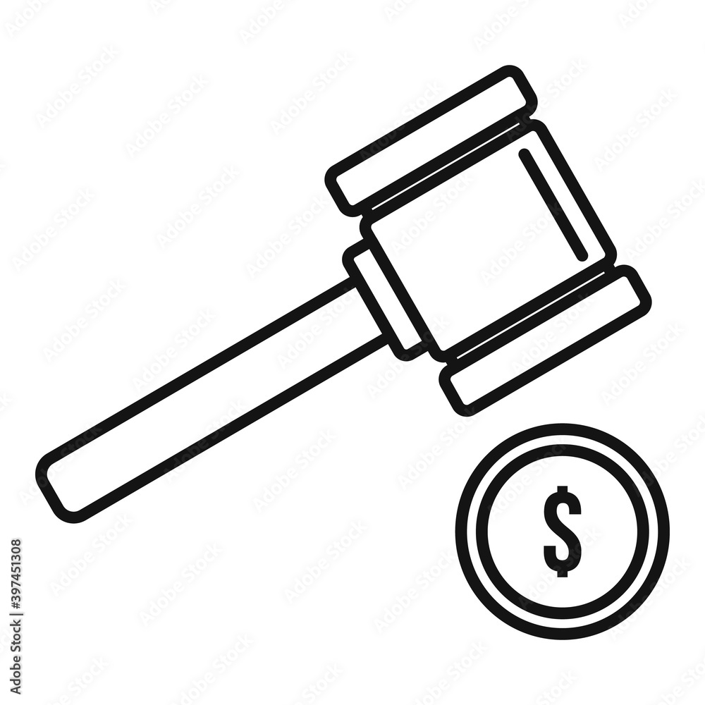 Poster judge gavel bribery icon. outline judge gavel bribery vector icon for web design isolated on white b