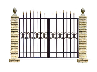 Gate with brick columns.
