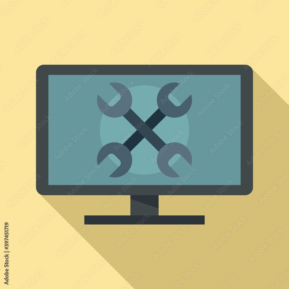 Poster tester computer icon. flat illustration of tester computer vector icon for web design