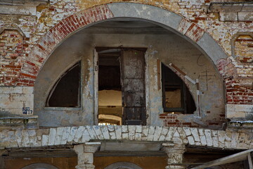 Ruins of the manor house in the Lyakhovo estate, Moscow region, Russia.