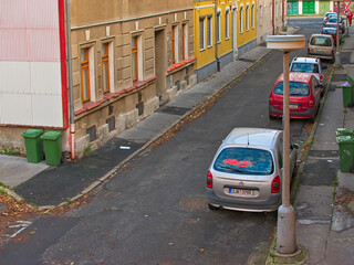 Fototapeta premium Chomutov, Czech republic - November 03, 2020: Lidicka street in morning