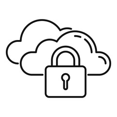 Secured data cloud icon. Outline secured data cloud vector icon for web design isolated on white background