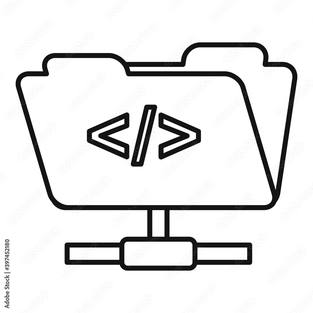 Poster network folder icon. outline network folder vector icon for web design isolated on white background