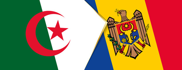 Algeria and Moldova flags, two vector flags.