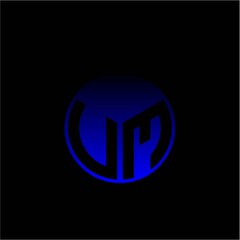 Initial letter U M Modern circle with elegant colored background frame