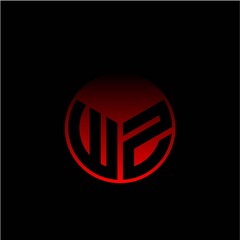 Initial letter W Z Modern circle with elegant colored background frame