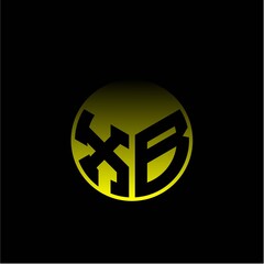 Initial letter X B Modern circle with elegant colored background frame