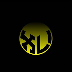 Initial letter X L Modern circle with elegant colored background frame