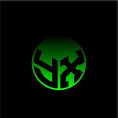 Initial letter Y X Modern circle with elegant colored background frame