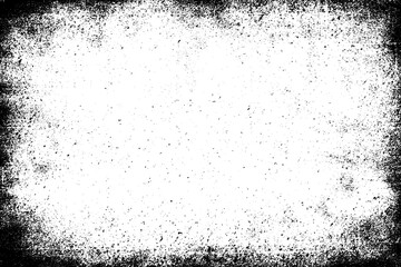 Grunge black and white. Monochrome texture of dirt, chips, and dust. Pattern of black scratches, scuffs on a white background. Abstract ink spot randomly arranged