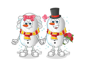 Snowman wedding cartoon. cartoon mascot vector