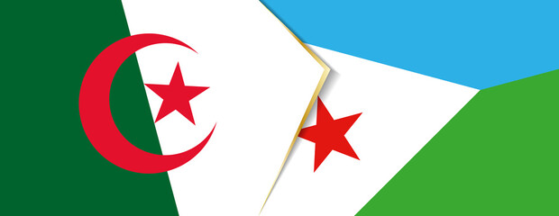 Algeria and Djibouti flags, two vector flags.