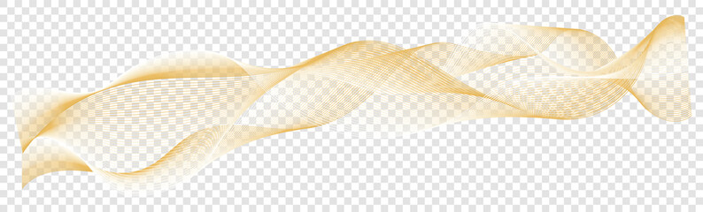 abstract gold vector wave lines on transparent background	

