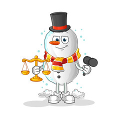 Snowman lawyer cartoon. cartoon mascot vector
