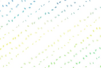 Light Blue, Yellow vector background with music symbols.