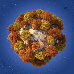 3d illustration planet Dune on sky background