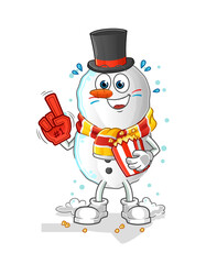 Snowman fan with popcorn illustration. character vector
