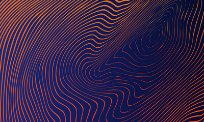 Orange and yellow circle lines gradient on blue background.
